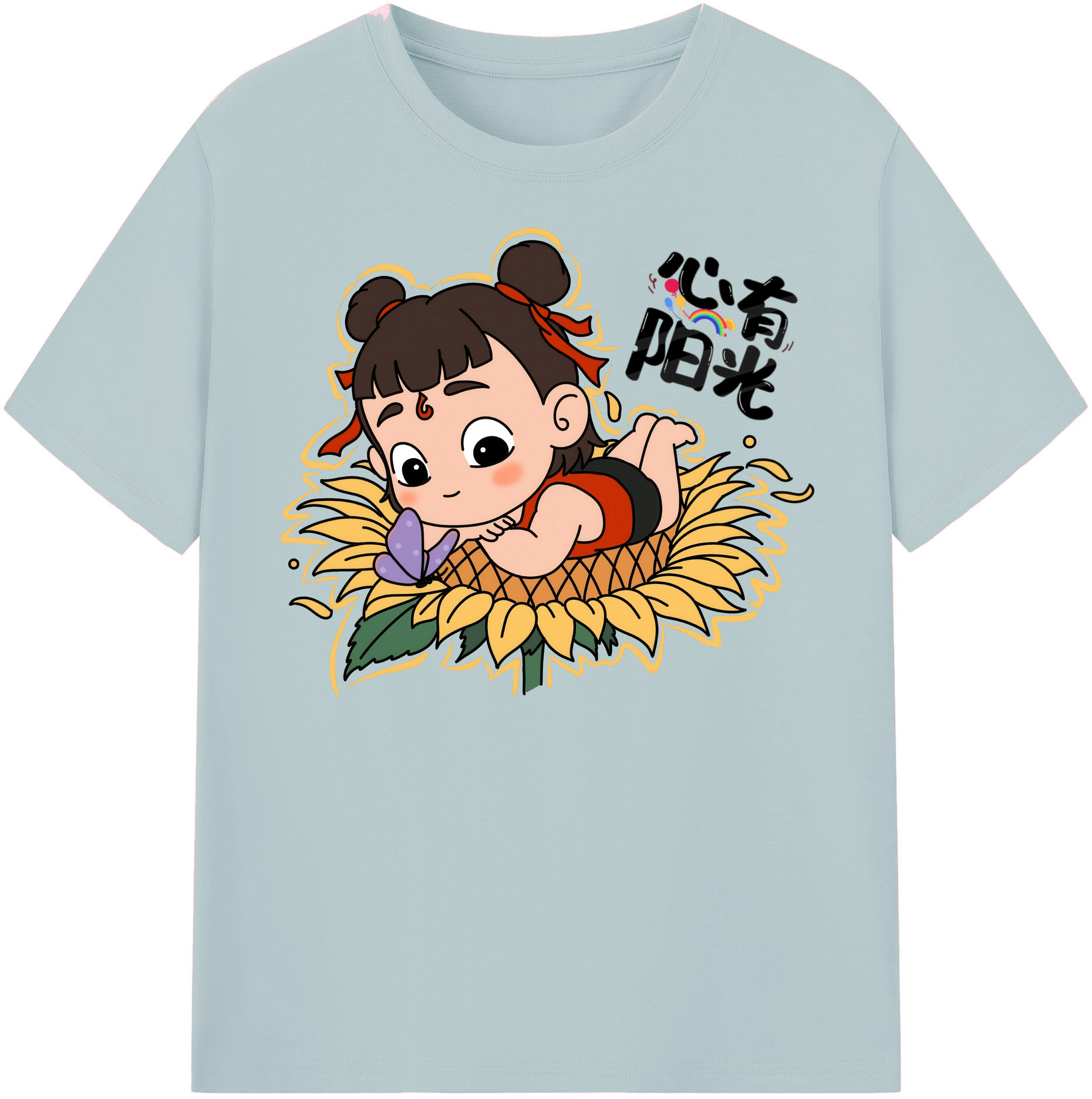 （画像用） Ne Zha 2 ナタ 魔童の大暴れ 綿100％半袖Tシャツ（フロントプリント）
